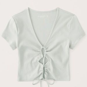 NWT A&F ribbed lace up crop t-shirt top